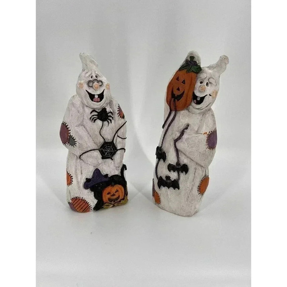 (2) Joelson Industries 1997 Resin Ghosts 10" x 3.25" Halloween Pumpkin, Cat, Bat - Picture 2 of 10